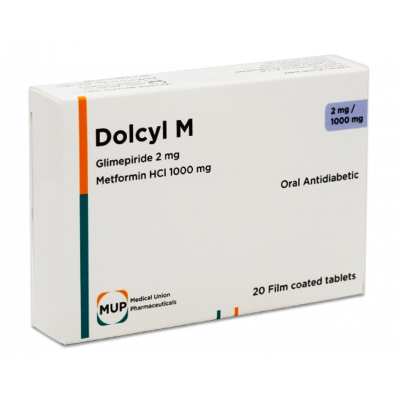 DOLCYL M 2 / 1000 MG ( GLIMEPIRIDE / METFORMIN ) 20 FILM-COATED TABLETS
